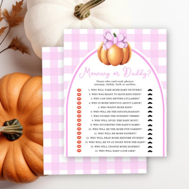 Pumpkin pink bow baby shower Mommy or daddy game (Creator Uploaded)