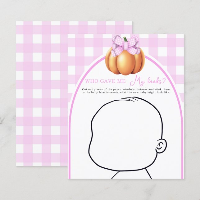 Pumpkin pink bow baby shower Who gave me My looks? (Front/Back)