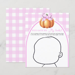 Pumpkin pink bow baby shower Who gave me My looks?