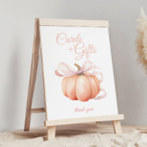 Pumpkin Pink Bow Cards & Gifts Table Sign