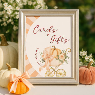 Pumpkin Pink Bow Cards & Gifts Table Sign Poster