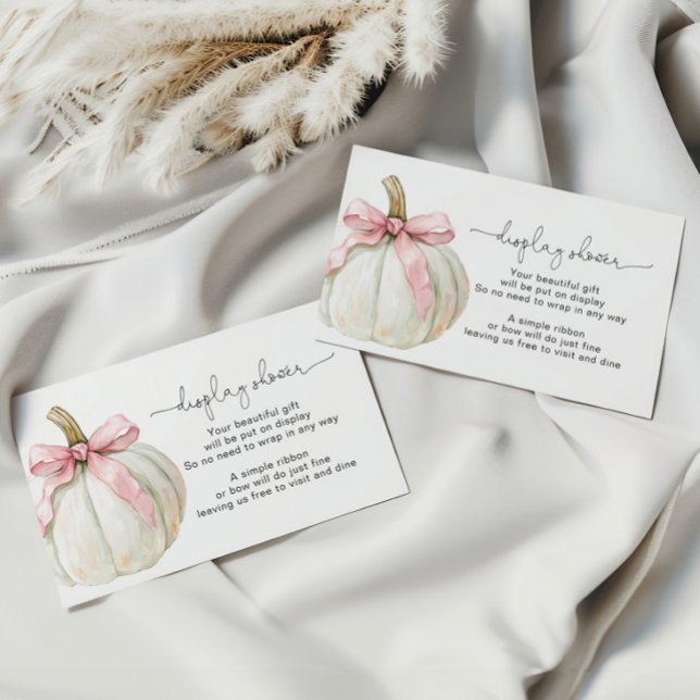 Pumpkin & Pink Bow Display Baby Shower Enclosure Card (Creator Uploaded)