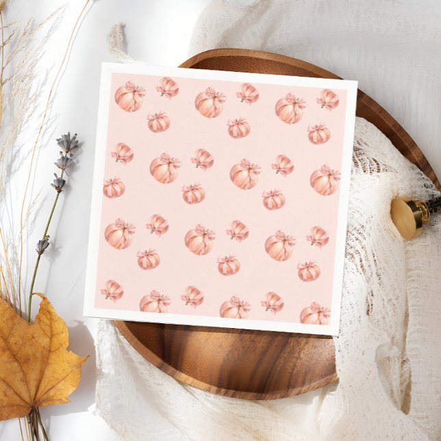 Pumpkin Pink Bow Girl Baby Shower  Napkins (Creator Uploaded)