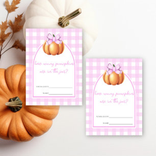 Pumpkin pink bow Guess how many pumpkins game Enclosure Card