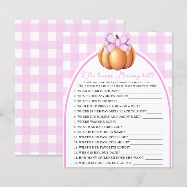 Pumpkin pink bow - Who knows mommy best (Front/Back)