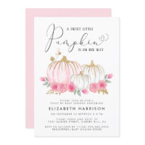 Pumpkin Pink Floral Baby Girl Drive By Shower Invitation