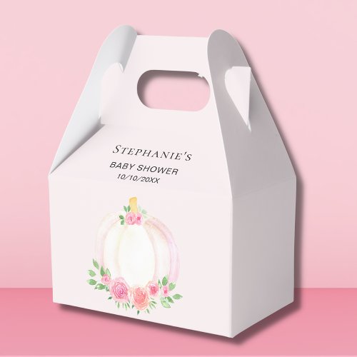 Pumpkin Pink Floral Baby Girl Shower  Favor Boxes