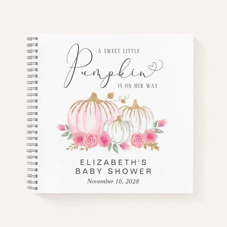 Pumpkin Pink Floral Baby Girl Shower Guest Book Zazzle