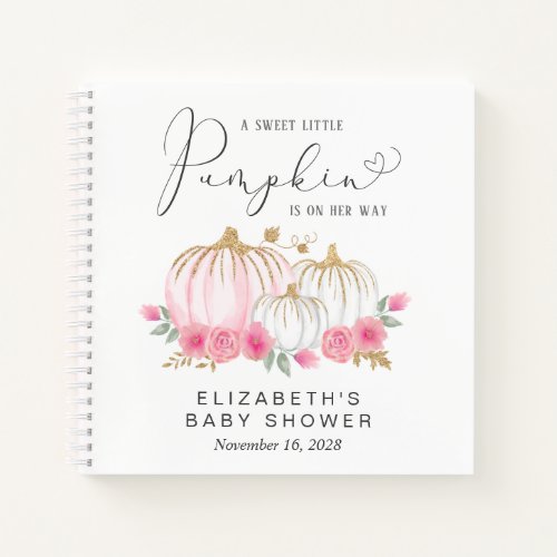 Pumpkin Pink Floral Baby Girl Shower Guest Book