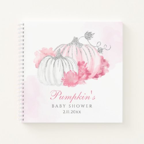 Pumpkin Pink Floral Baby Girl Shower Guest Book