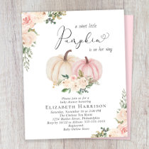 Pumpkin Pink Floral Baby Girl Shower Invitation