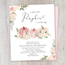 Pumpkin Pink Floral Baby Girl Shower Invitation