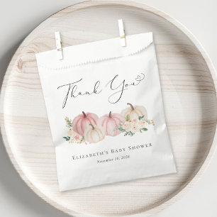 Pumpkin Pink Floral Baby Girl Shower Thank You Favor Bag