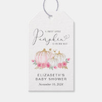 Pumpkin Pink Floral Baby Girl Shower Thank You Gift Tags