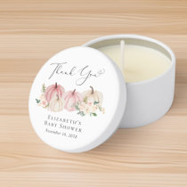 Pumpkin Pink Floral Baby Girl Shower Thank You Mini Candle Favors