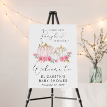 Pumpkin Pink Floral Baby Girl  Shower Welcome Foam Board