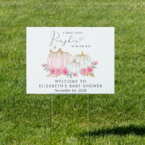 Pumpkin Pink Floral Baby Girl  Shower Welcome Sign