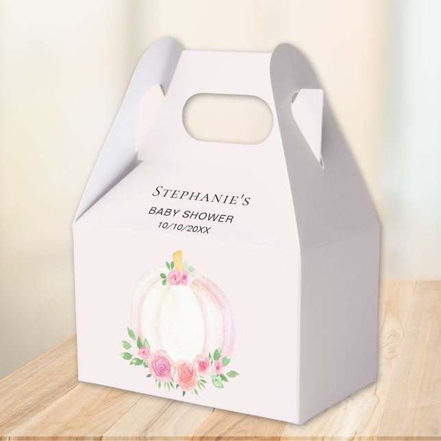 Pumpkin Pink Floral Baby Girls Fall Shower  Favor Boxes (Creator Uploaded)