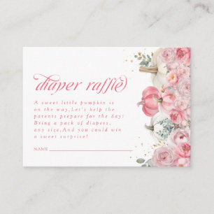 Pumpkin Pink Floral Baby Shower Diaper Raffle Enclosure Card