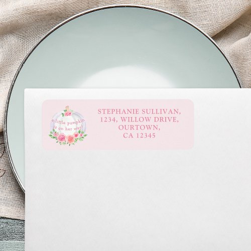 Pumpkin Pink Floral Baby Shower Return Address Label