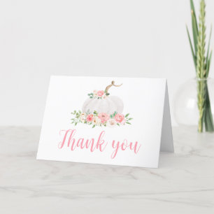 Pumpkin Pink Floral Baby Shower  Thank You Card