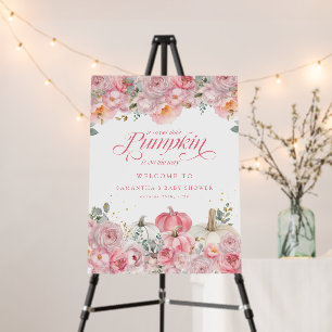 Pumpkin Pink Floral Baby Shower Welcome Sign