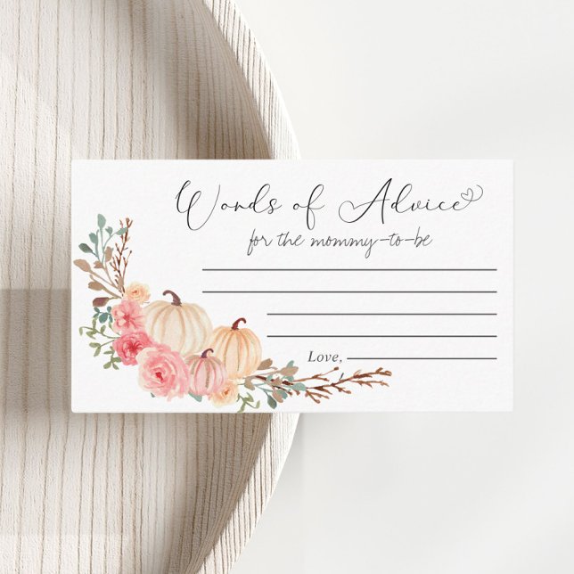 Pumpkin Pink Floral Baby Shower Words Of Advice Enclosure Card (Creator Uploaded)