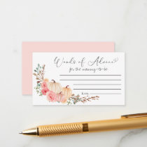 Pumpkin Pink Floral Baby Shower Words Of Advice Enclosure Card
