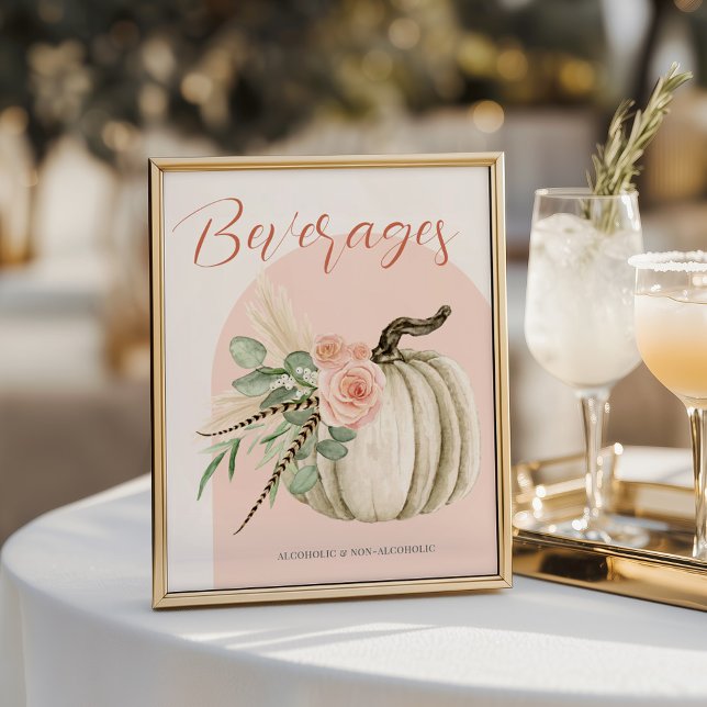Pumpkin Pink Floral Beverage Table Sign (Creator Uploaded)