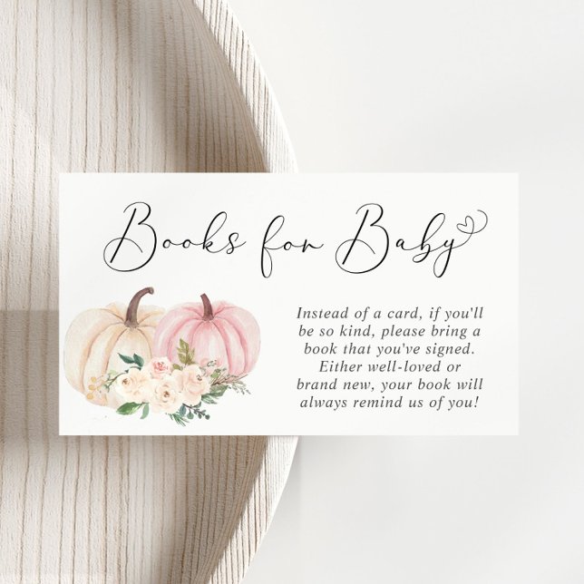 Pumpkin Pink Floral Books For Baby Shower Enclosure Card (Creator Uploaded)