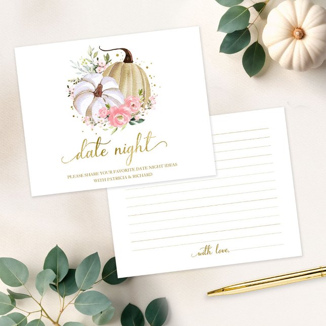 Pumpkin Pink Floral Bridal Shower Date Night Cards (Creator Uploaded)