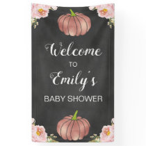 Pumpkin Pink Floral Chalkboard Baby Shower Welcome Banner