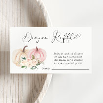 Pumpkin Pink Floral Diaper Raffle Baby Shower Enclosure Card