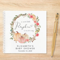 Pumpkin Pink Floral Girl Baby Shower Guest Book