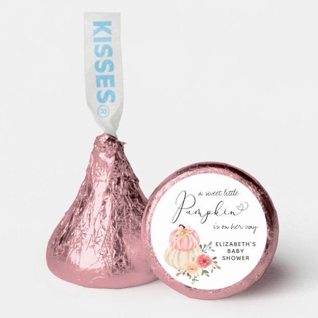 Pumpkin Pink Floral Girl Baby Shower Hershey®'s Kisses® (Front)