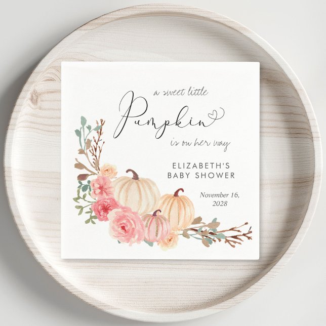 Pumpkin Pink Floral Girl Baby Shower Napkins (Creator Uploaded)