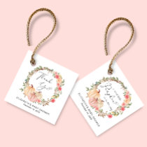 Pumpkin Pink Floral Girl Baby Shower Thank You Favor Tags