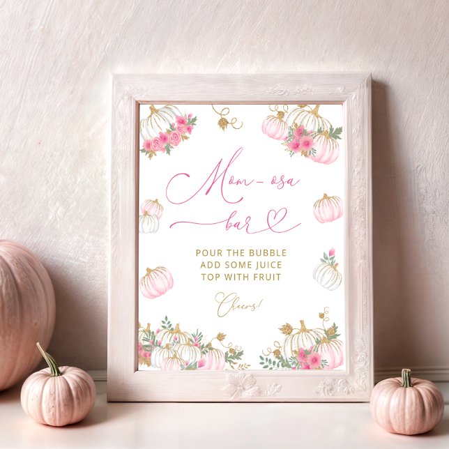 Pumpkin Pink Floral Momosa Bar Poster (Creator Uploaded)