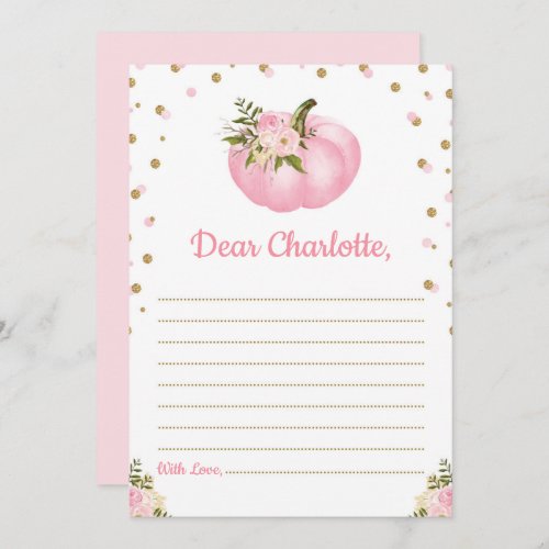 Pumpkin Pink Floral Time Capsule Fall Message Card