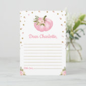 Pumpkin Pink Floral Time Capsule Fall Message Card (Standing Front)