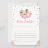 Pumpkin Pink Floral Time Capsule Fall Message Card (Front)