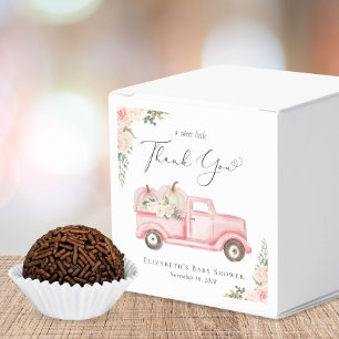 Pumpkin Pink Floral Truck Baby Shower Thank You Favor Boxes