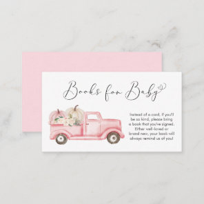 Pumpkin Pink Floral Truck Books For Baby Shower Enclosure Card
