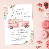 Pumpkin Pink Floral Vintage Truck Baby Girl Shower Invitation