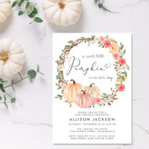 Pumpkin Pink Floral Watercolor Girl Baby Sprinkle Invitation