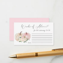 Pumpkin Pink Floral Words Of Advice Baby Shower Enclosure Card