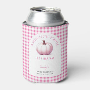 Pumpkin Pink Gingham Plaid Baby Girl Baby Shower Can Cooler