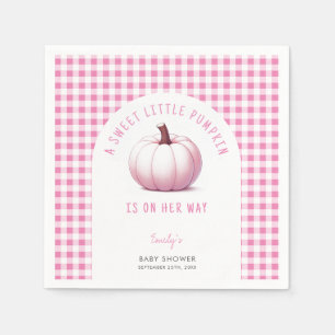 Pumpkin Pink Gingham Plaid Baby Girl Baby Shower Napkins