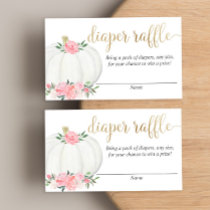 Pumpkin pink gold elegant fall diaper raffle cards