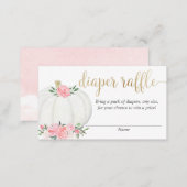 Pumpkin pink gold elegant fall diaper raffle cards (Front/Back)